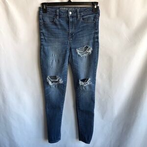 American Eagle Outfitters distressed/deconstructed hi-rise jegging, 4 Short